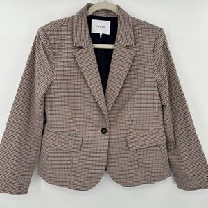 FRAME Andorra Multi Plaid Single Button Blazer‎ Size 8 Notch Lapels Vented Cuffs